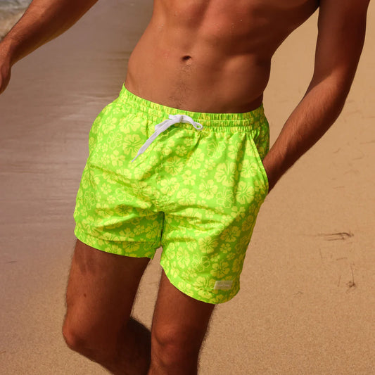 MEN'S SWIM TRUNKS- ALOHA LIME