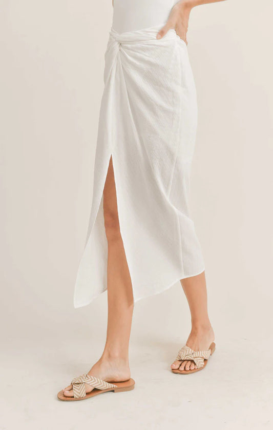 PRETTY IN PLUMERIA KNOTTED MIDI SKIRT