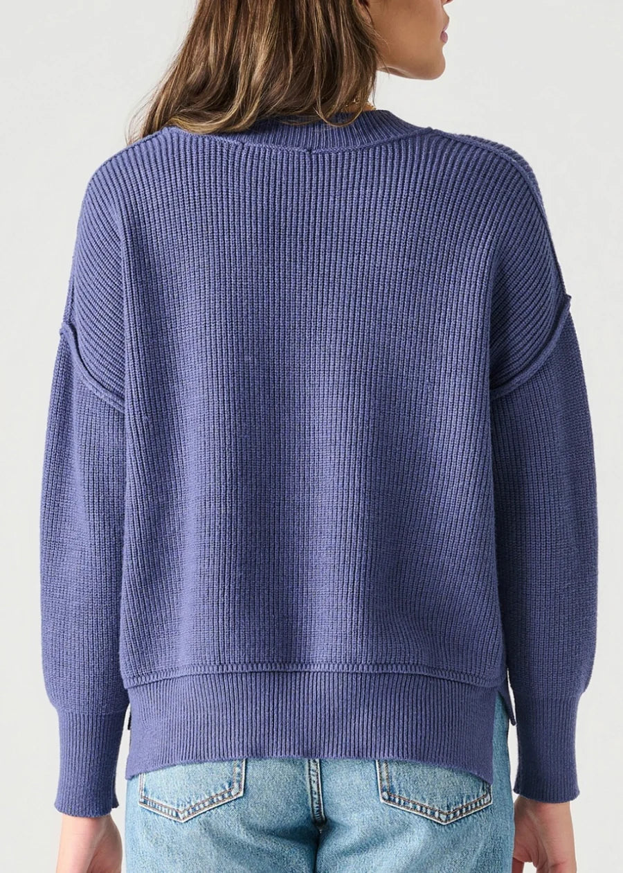 LONG SLEEVE DROP SHOULDER MOCKNECK SWEATER