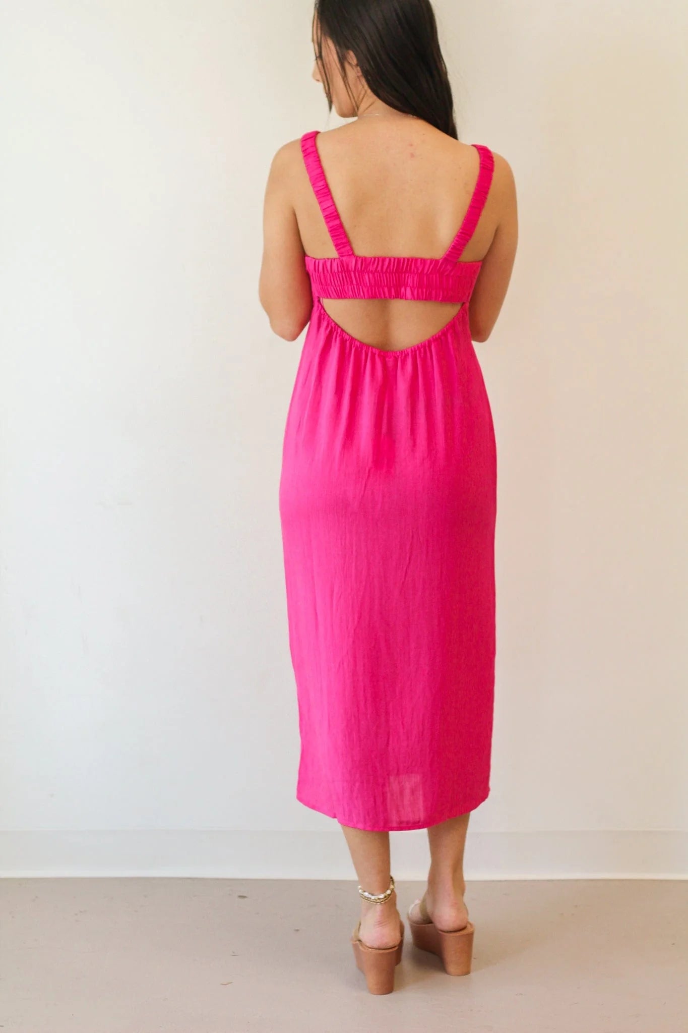 BLOSSOMING OPEN BACK MIDI DRESS