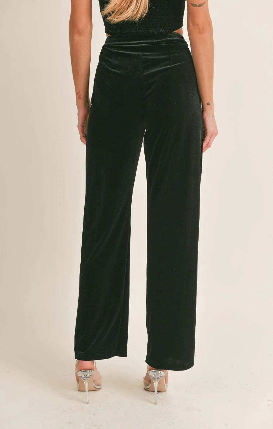 HIGH VOLTAGE PLEATED VELVET PANTS