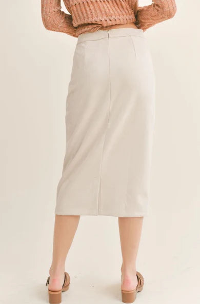 THE GALLERY SUEDE MIDI SKIRT