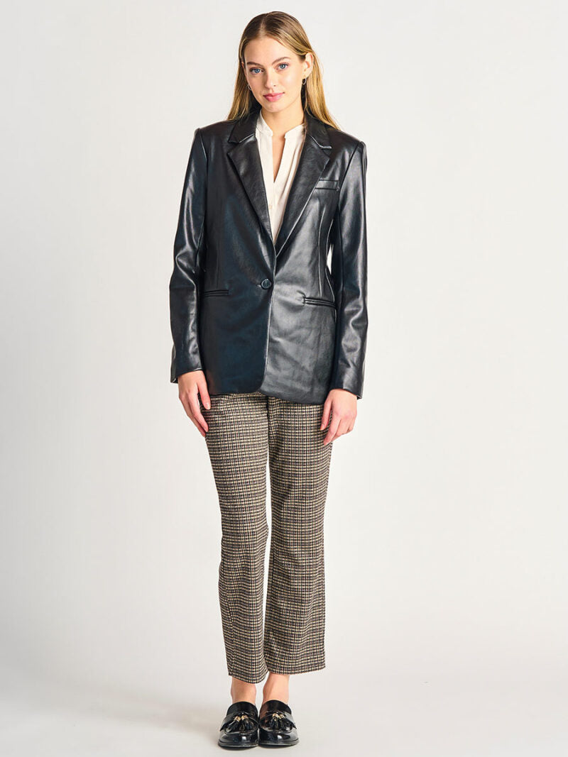 FAUX LEATHER BLAZER