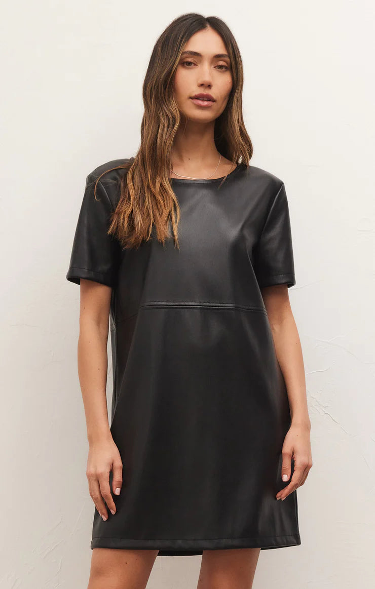 LONDON FAUX LEATHER DRESS