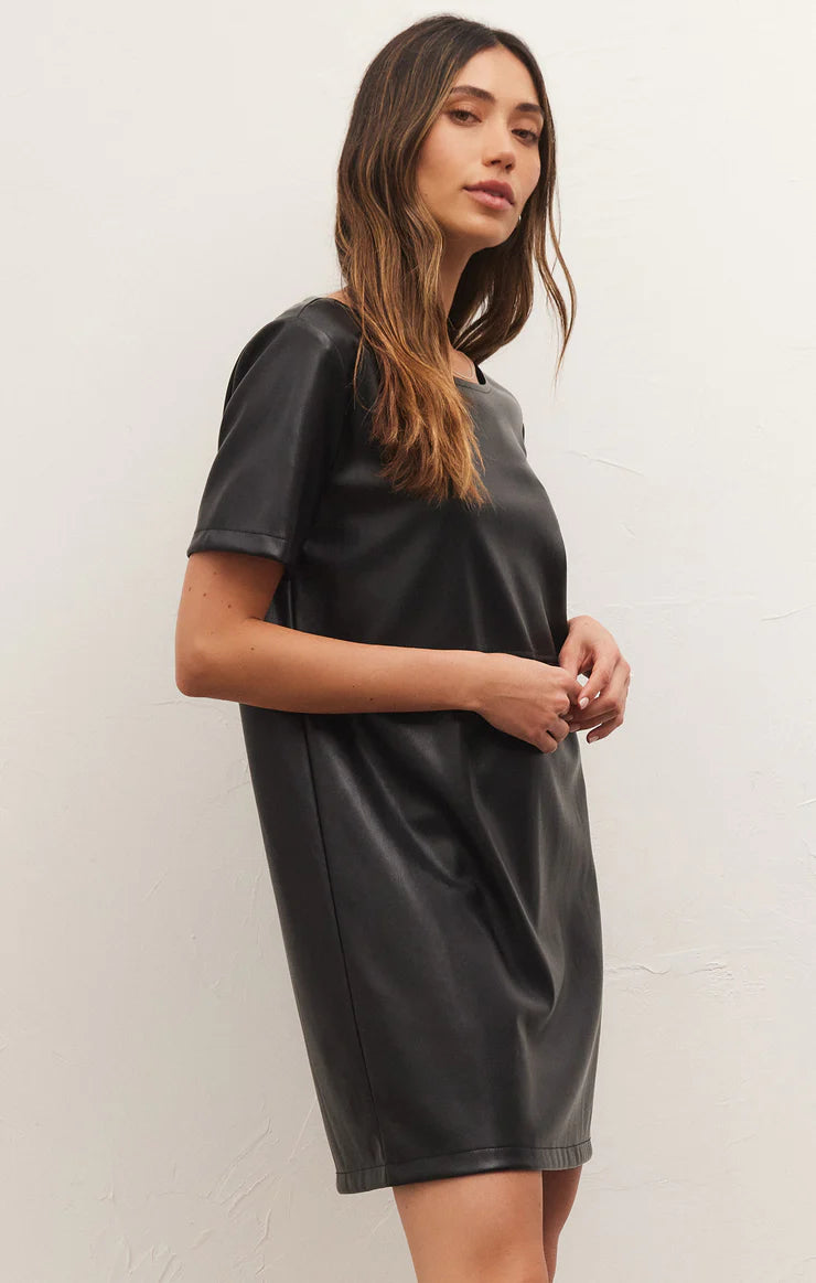 LONDON FAUX LEATHER DRESS