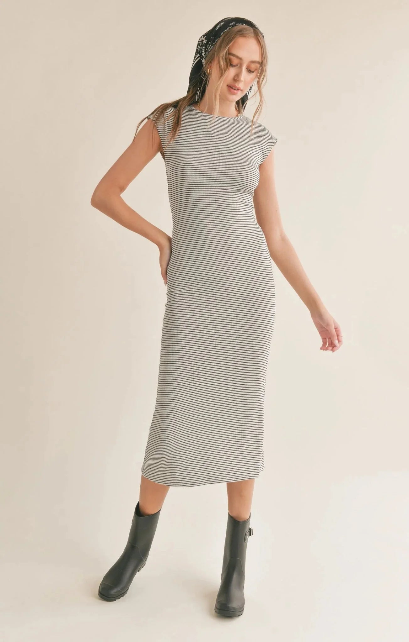 BOUNTY STRIPED KNIT SHEATH DRESS