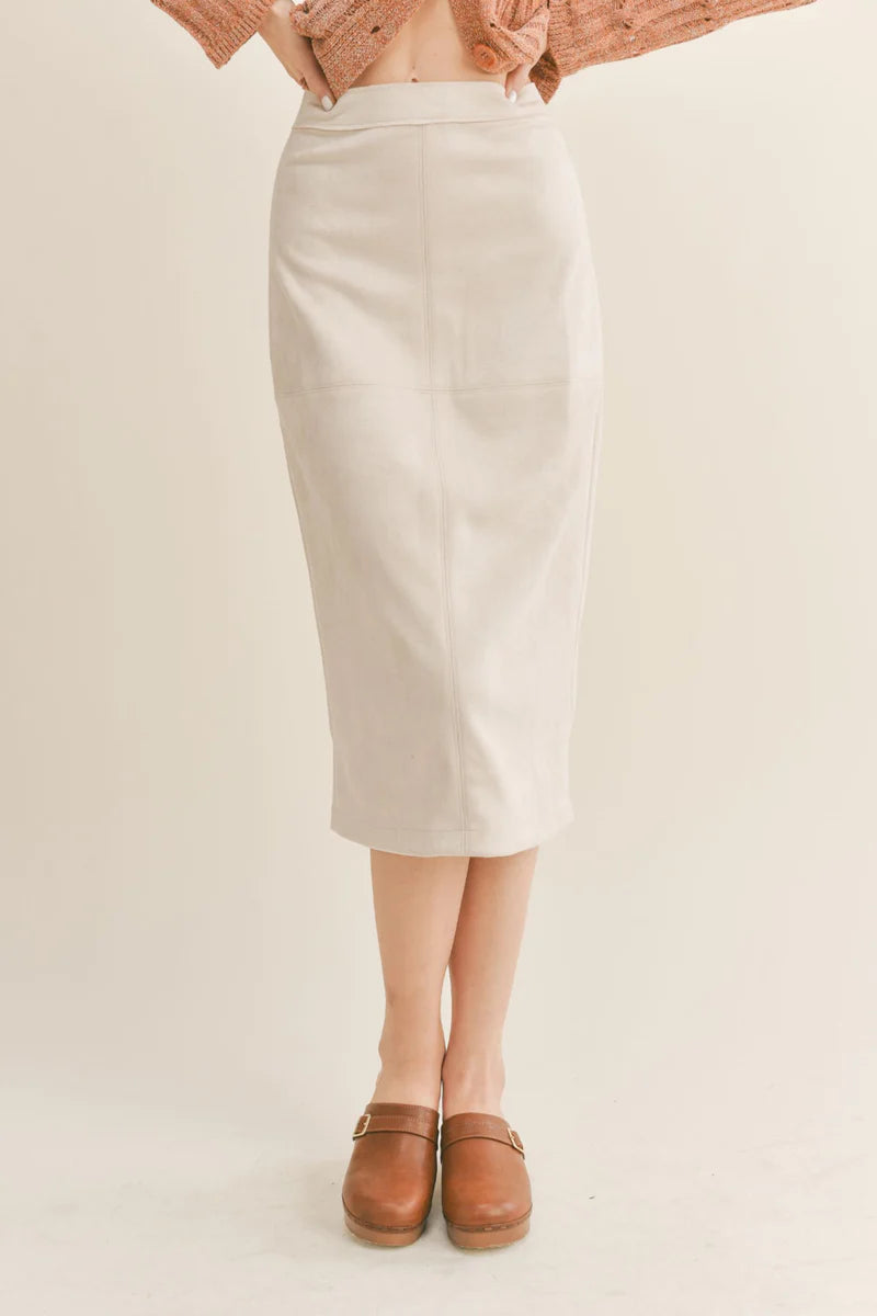 THE GALLERY SUEDE MIDI SKIRT