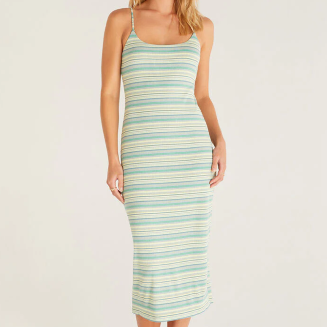 ELIE STRIPED MIDI DRESS