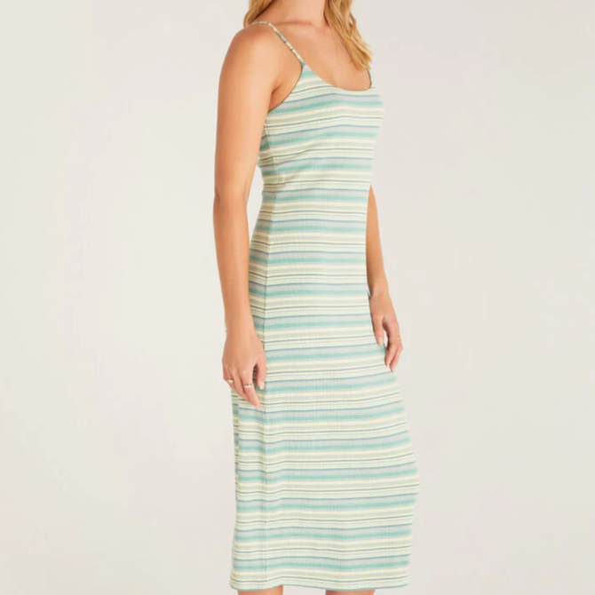 ELIE STRIPED MIDI DRESS