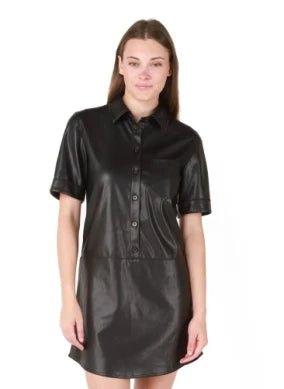 FAUX LEATHER SHIRTDRESS