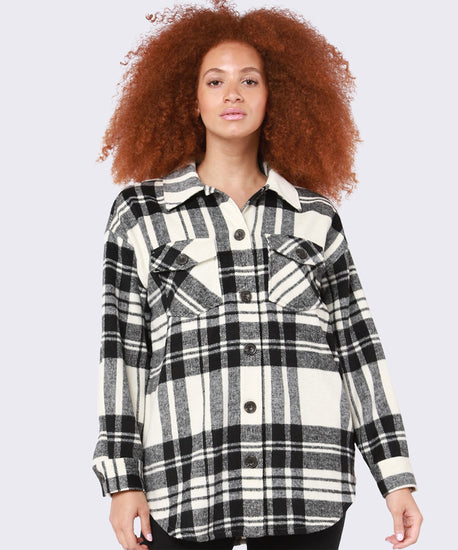 PLAID SNAP FRONT SHACKET