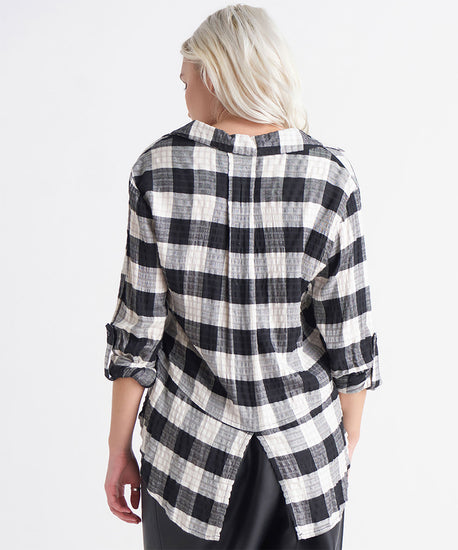 BUTTON FRONT PLAID SHIRT