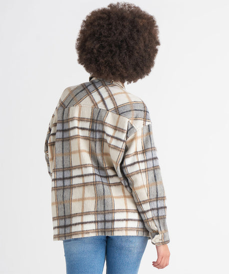 PLAID SNAP FRONT SHACKET