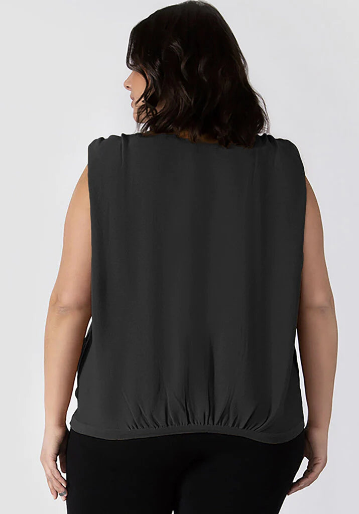 GATHERED PLEAT SHOULDER PAD SWEATER