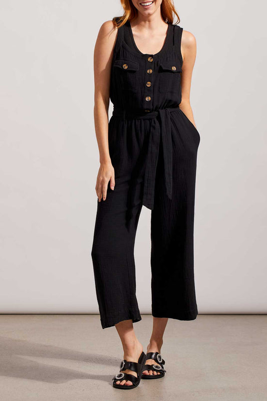 BUTTON FRONT JUMPSUIT WITH SASH