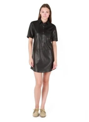 FAUX LEATHER SHIRTDRESS