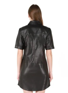 FAUX LEATHER SHIRTDRESS