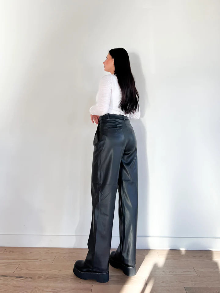 BRYNN VEGAN LEATHER PLEATED TROUSER