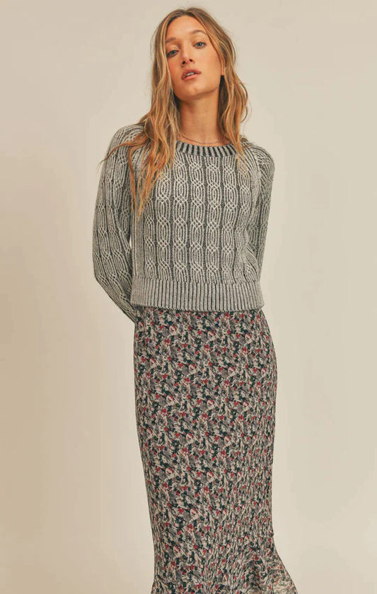 ON CUE CABLE SWEATER