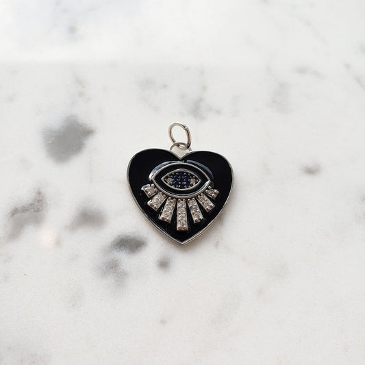 Black Guardian Eye Heart Charm