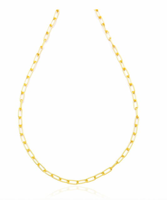 18K Yellow Gold Vermeil Long Link Chain 40cm