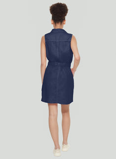 TENCEL SLEEVELESS SHIRTDRESS