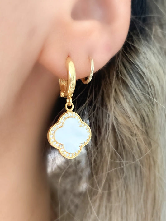 MOTHER OF PEARL CLOVER DROP EARRINGS