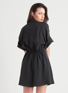 BUTTONED TENCEL MINI DRESS