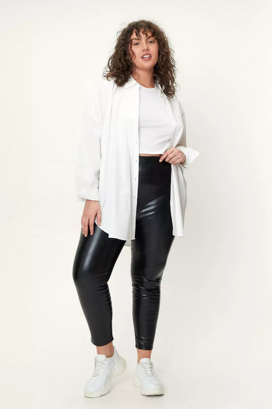 HIGH WAISTED FAUX LEATHER LEGGINGS PLUS SIZE